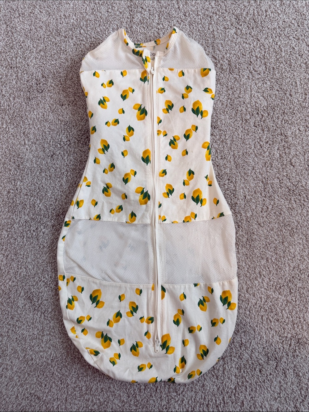 Happiest Baby Sleepea 5-Second Swaddle Organic Cotton Ivory Lemons Size L 4-6m